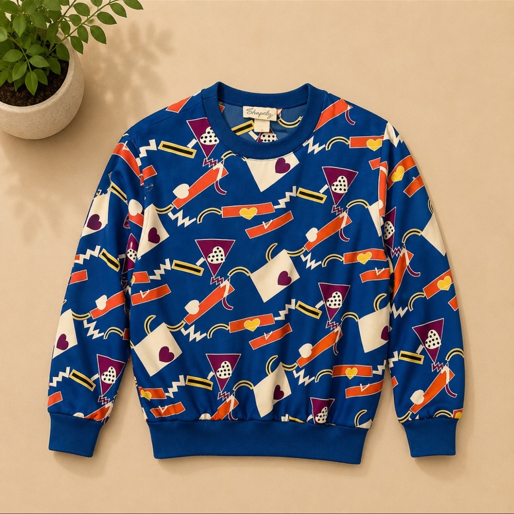 Vintage Sharpely USA Made 80s Geometric Oversized Crewneck Sweatshirt Retro